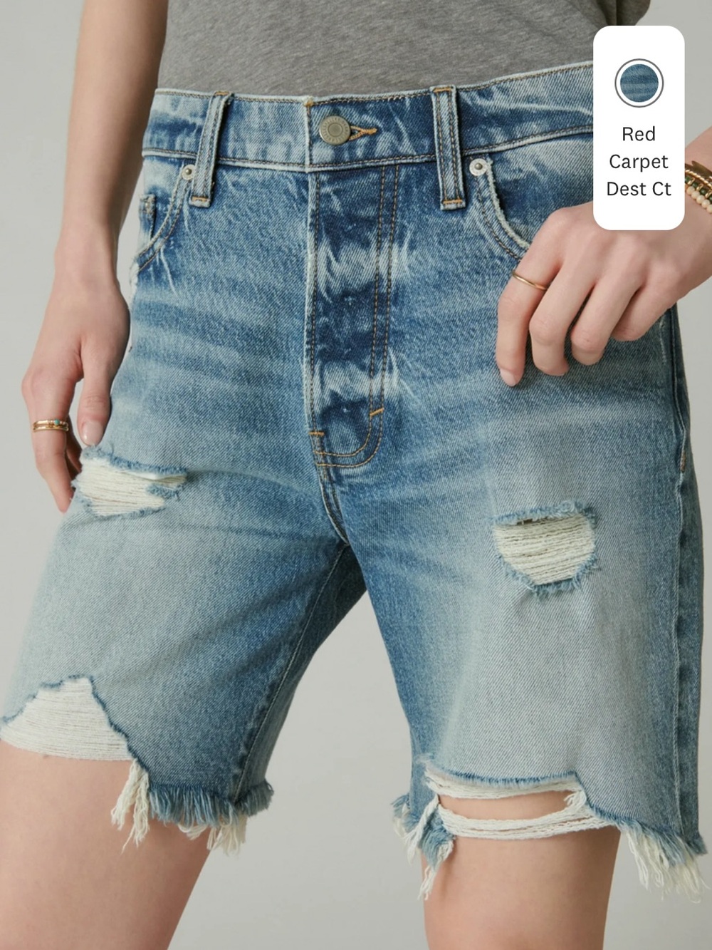 NWOT Lucky Brand 90’s Loose Short Light Blue Denim Jean Cut Off Long Shorts